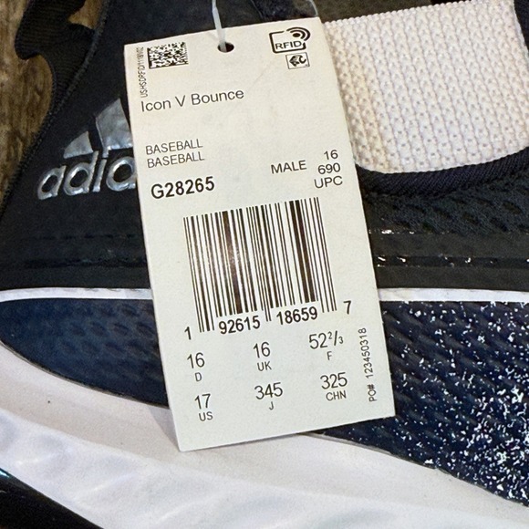 Adidas Icon V Bounce Baseball Cleats Navy White Mens Size 17  Lace Up Sports NEW - Picture 4 of 9